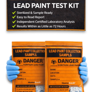 Lead Paint Test, Lead paint test kit with gloves shown.