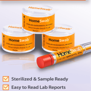 Mold Air Cassette With Pump, HomeSwab 4-pack air samples and swab.